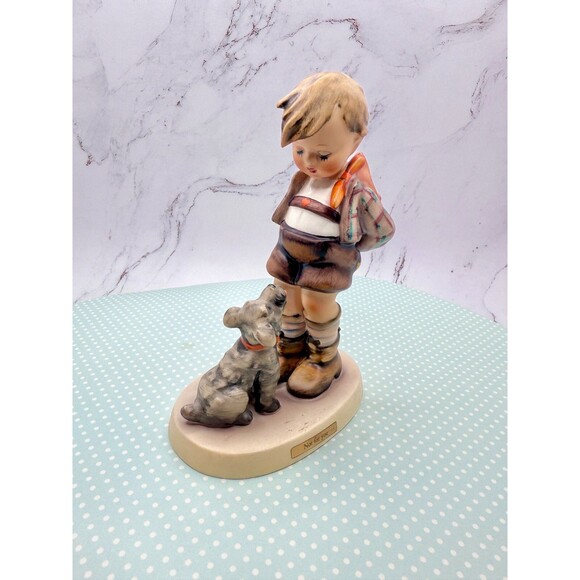 Hummel Goebel "NOT FOR YOU" Boy with Bouquet and Dog TMK4 #317 - 5.5" Tall - Picture 10 of 11